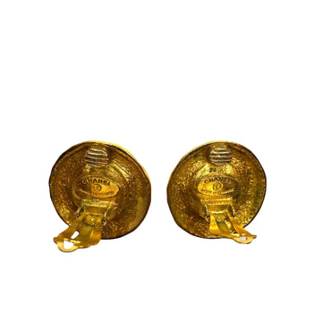 Chanel  clip round earrings with glass pearl  - 1990s