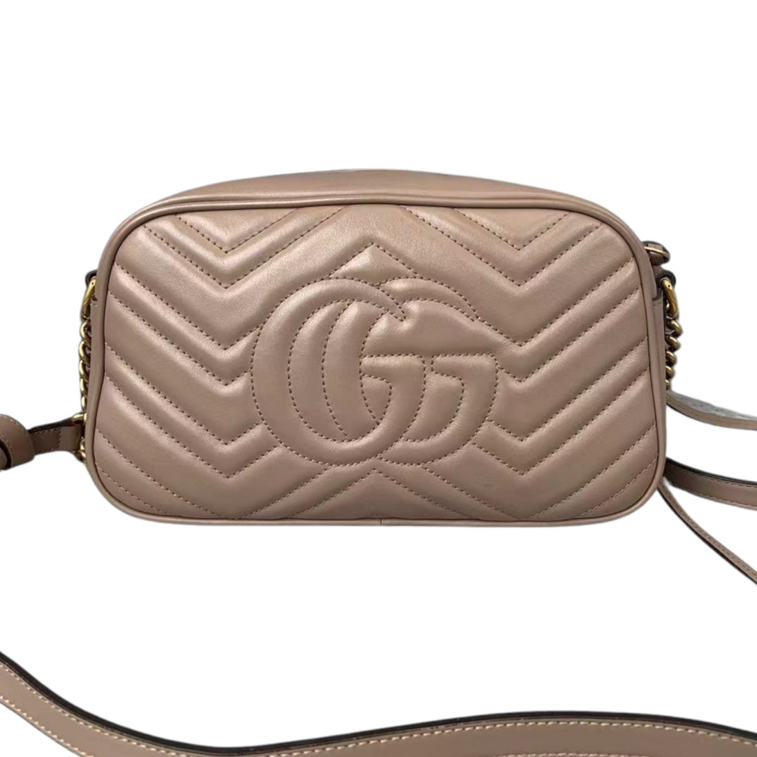 Gucci Small Marmont Leather Camera Beige GHW