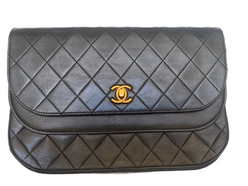 Chanel  dark blue quilted flap bag