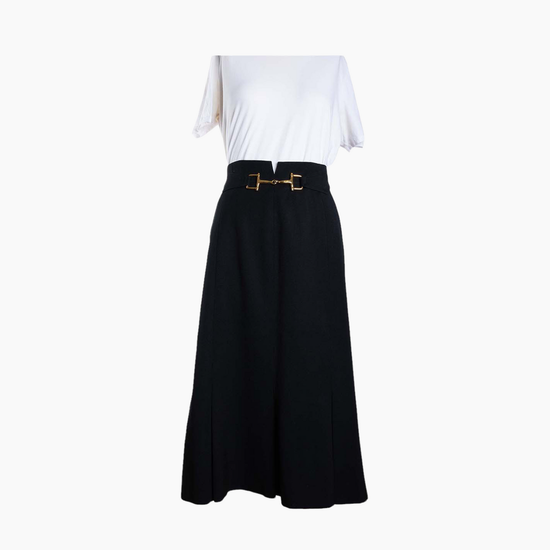 Celine black wool skirt with chain - L/XL - 1970s