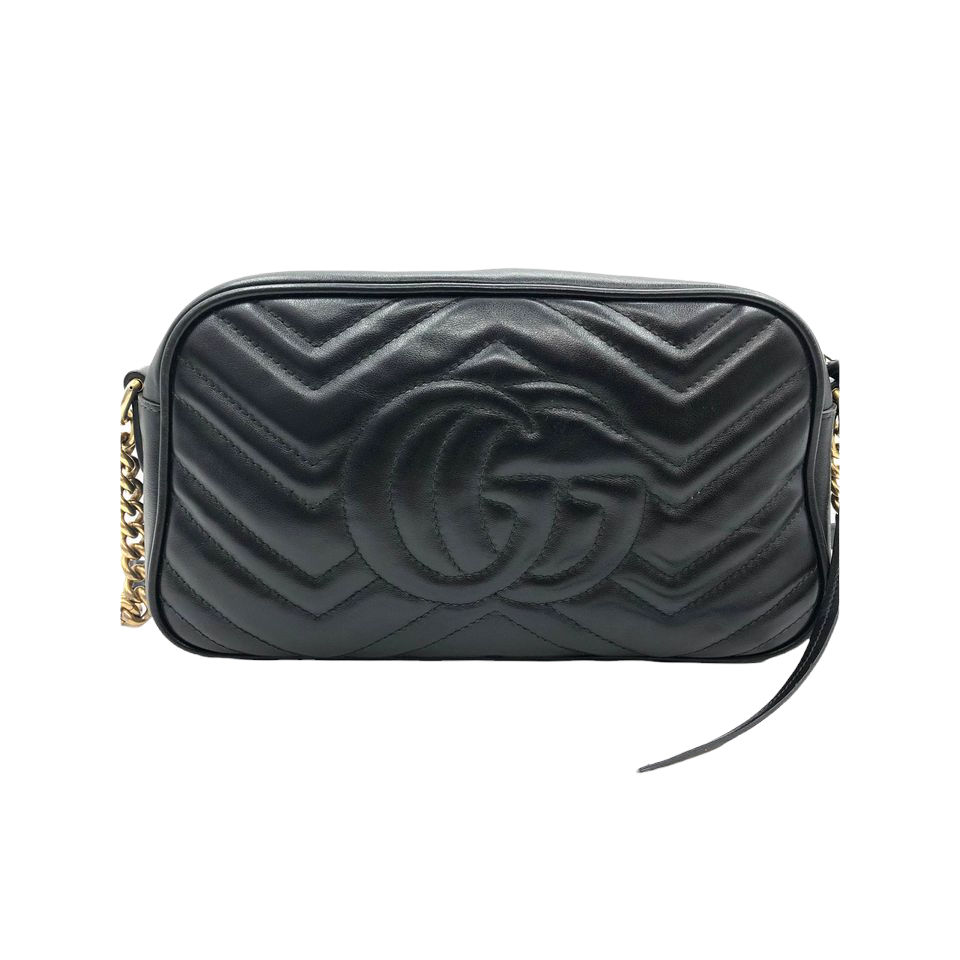 Gucci Small Marmont Leather Camera Black GHW