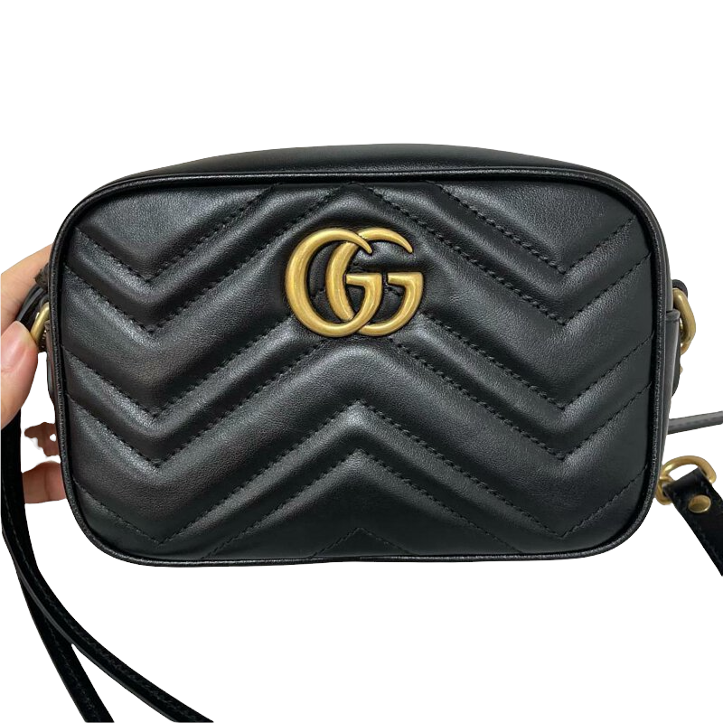 Gucci GG Marmont Mini Camera Black GHW
