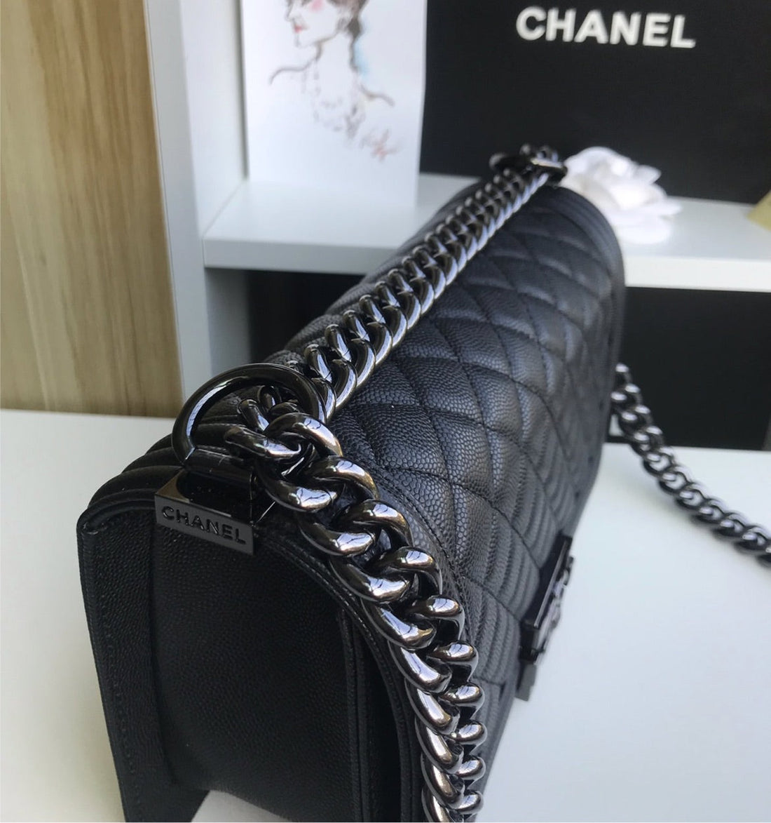 Black leather All black  Chanel handbag