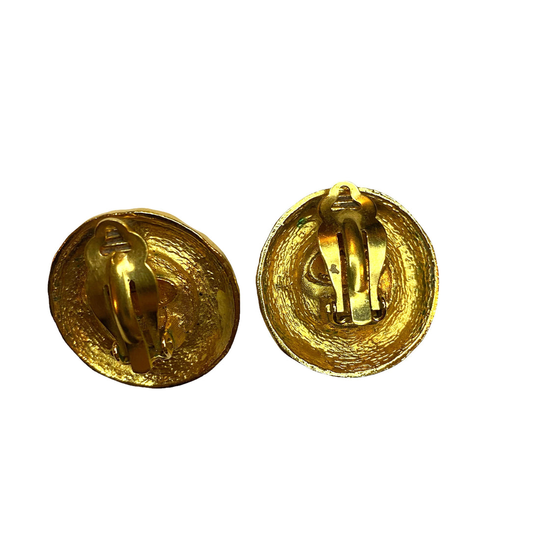 Chanel  clip round earrings with glass pearl  - 1990s