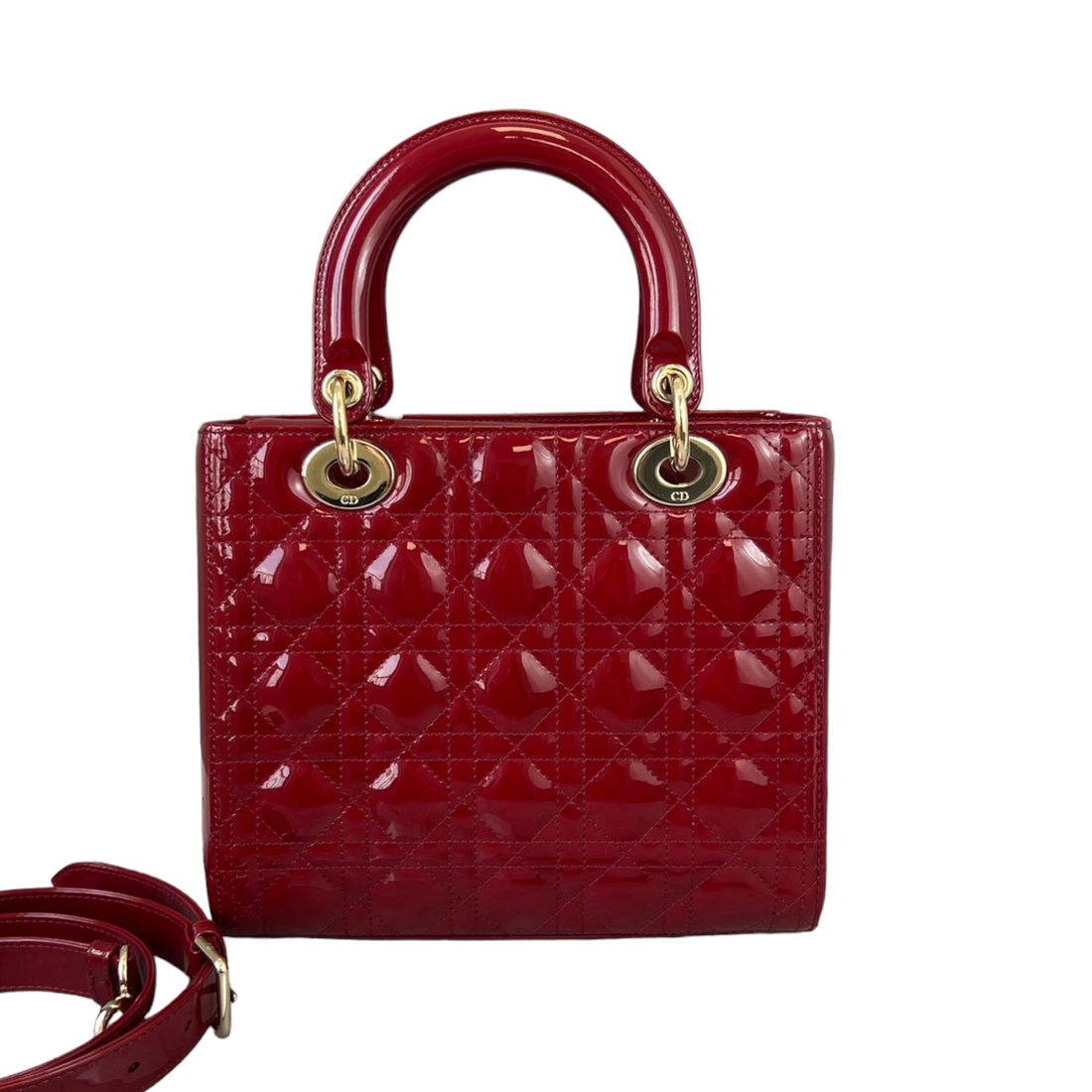 Medium Lady Dior Cannage New 1:1 Repl Red GHW