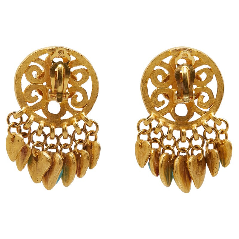 Chanel  Coco Mark Swing Earrings Gold Plated