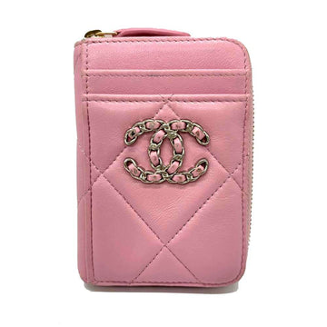 Top Quality Chanel Lambskin Matelasse Coin Case Pink Wallet
