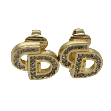 CHRISTIAN Pearl Street Bags Dior Earring metal Gold Auth kk263