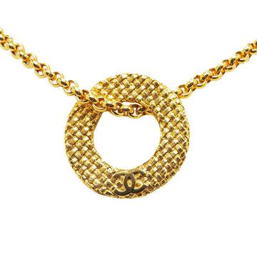 Top Quality Chanel  Coco Mark Chain Circle Pendant Necklace Gold Plated