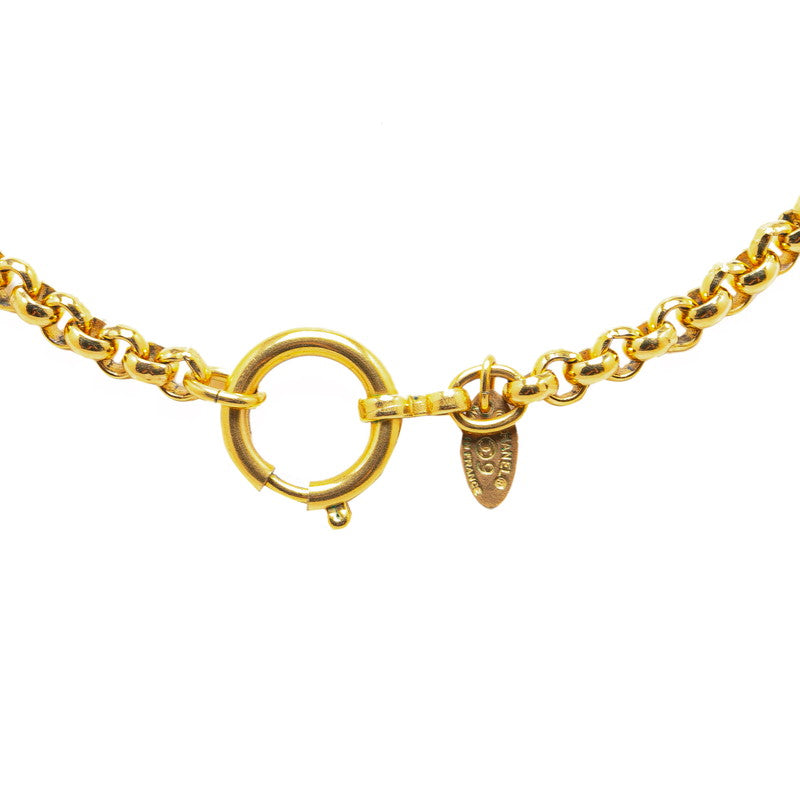 Chanel  Coco Mark Chain Circle Pendant Necklace Gold Plated