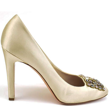 Louis-vuitton Beige Satin Jeweled Pumps 38.5