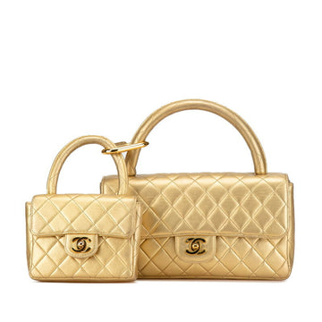 Chanel Matelasse Coco no mark Handbag Gold