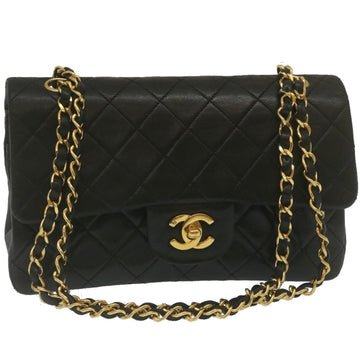 Chanel Classic Matelasse  Chain New Shoulder Bag Lamb Skin Black Auth A