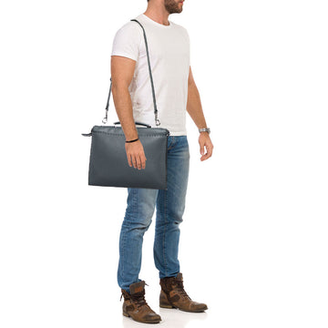 FENDI Grey Romano Selleria Leather Peekaboo ISeeU Briefcase