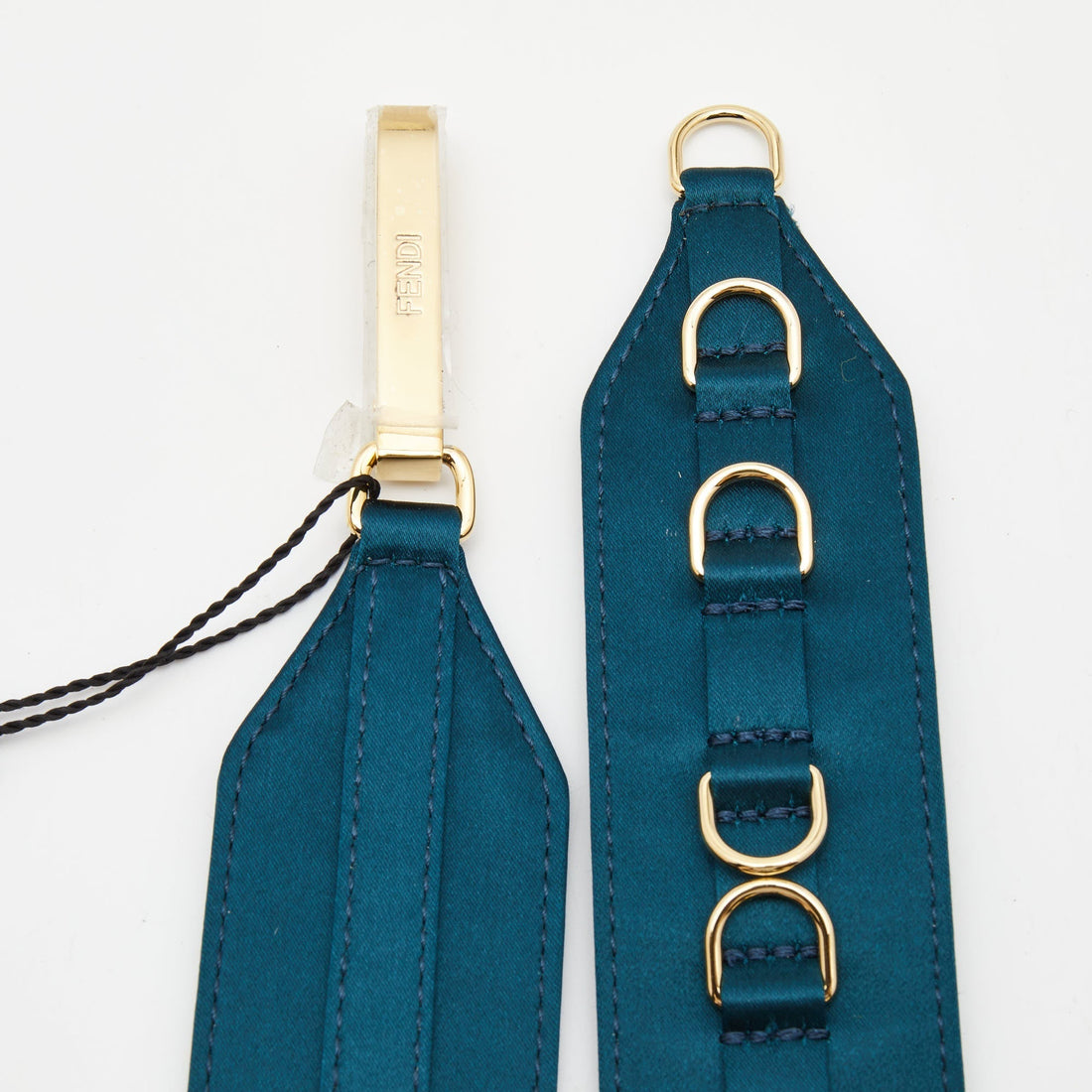 FENDI Teal Blue Satin Shoulder Strap