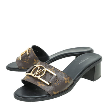Louis Vuitton Bicolor Monogram Lock It Block Mules 38.5