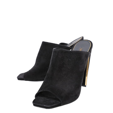Louis Vuitton Black Suede Metallic Edges Mules 39.5