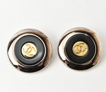 Chanel  Earrings Coco Mark Circle Gold/Black/Silver