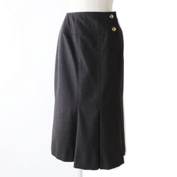 Chanel  Wool Pleated Skirt Dark Grey