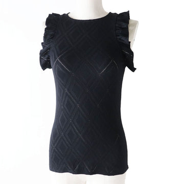 Top Quality Chanel Ruffled Sleeveless Top Black 36