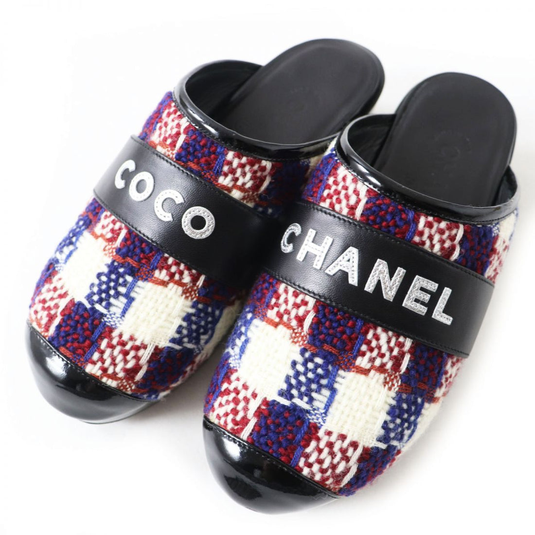 Chanel New 1:1 Rep Leather Tweed Clogs Sandals 36