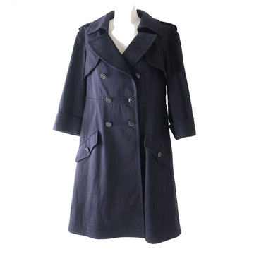 Top Quality Chanel Cotton Trench Coat, COCO Mark Button, Navy
