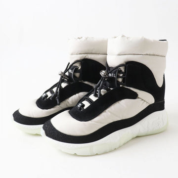 Top Quality Chanel COCO Mark Snow Boots Nylon Suede Black Gray