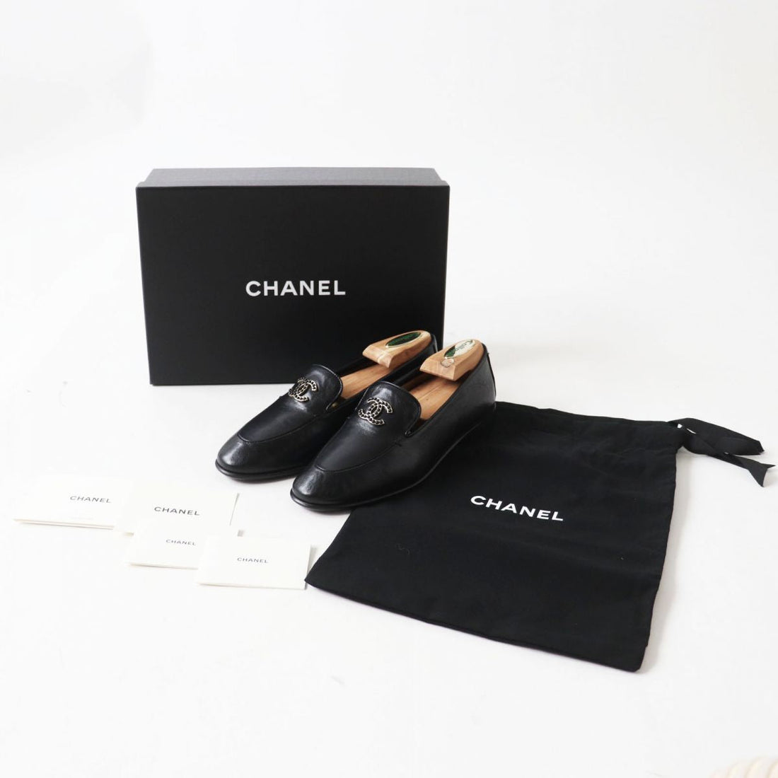 Chanel COCO Mark CalBNkin Loafers Black