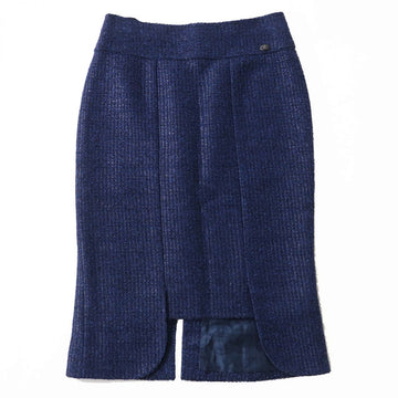 Top Quality Chanel Tweed Tight Skirt Blue Black 34