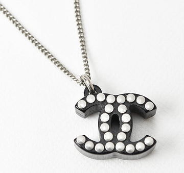 Chanel Necklace/Pendant, Metal, Plastic, Black/Silver
