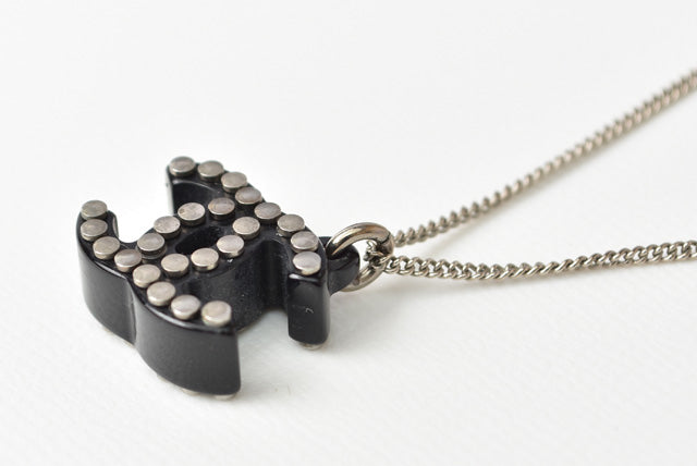 Top Quality Chanel Necklace/Pendant, Metal, Plastic, Black/Silver