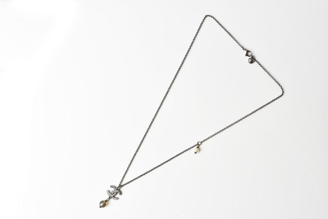 Chanel Necklace/Pendant with Rhinestones and Rose/Silver
