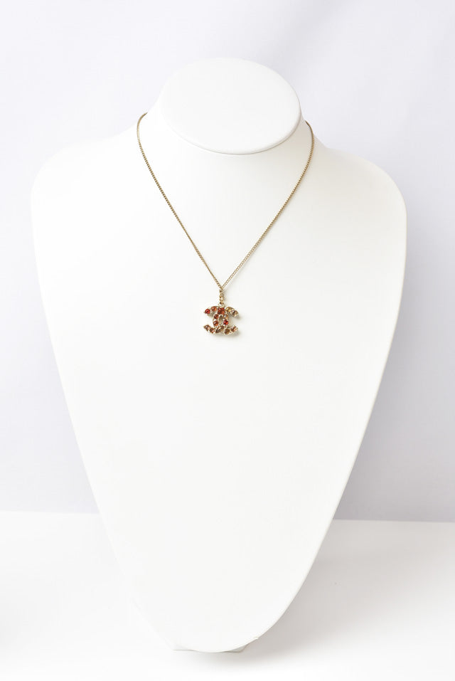 Chanel Necklace/Pendant Coco Mark Rhinestone  Gold