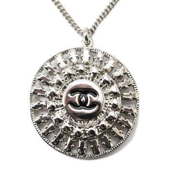 Top Quality Chanel Metal Necklace Pendant Chain Circle Motif CC Silver