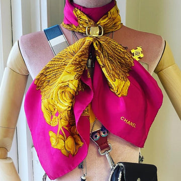 CHANEL Silk Scarf pink