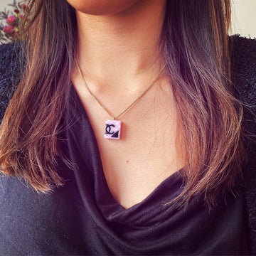 CHANEL pink pendant necklace
