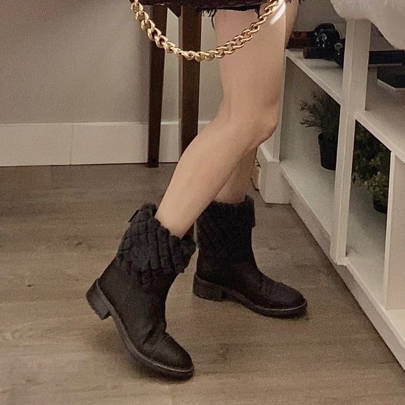 CHANEL logo boots