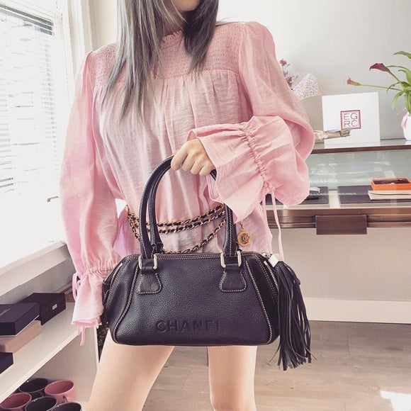 CHANEL HANDBAG & SHOULDER BAG BLACK CAVIAR SKIN TWS
