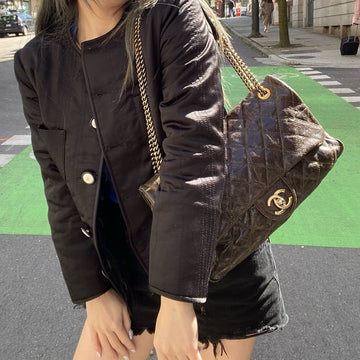 CHANEL Crumpled Grained Calfskin CC Crave Flap