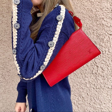 LOUIS VUITTON Red EPI pochette accessories shoulder bag TWS