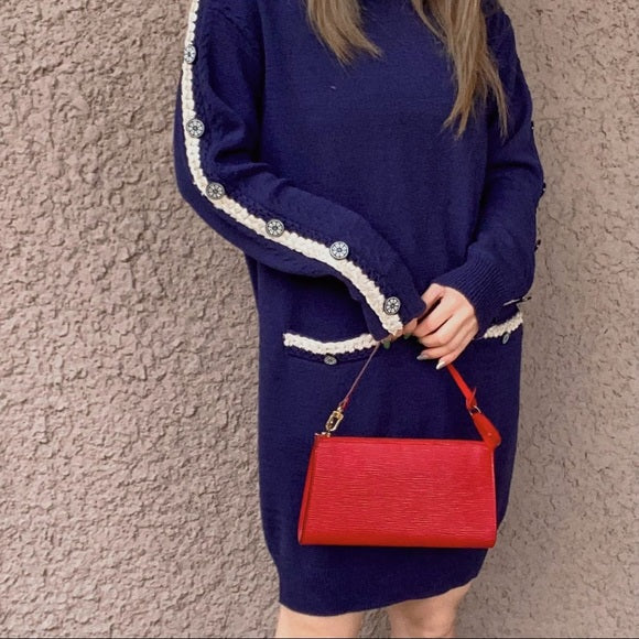LOUIS VUITTON Red EPI pochette accessories shoulder bag TWS