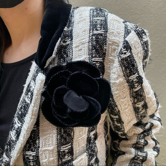 CHANEL black and white lace Blazer