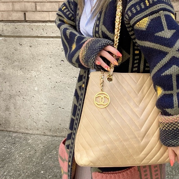 CHANEL Beige  lambskin Shoulder bag