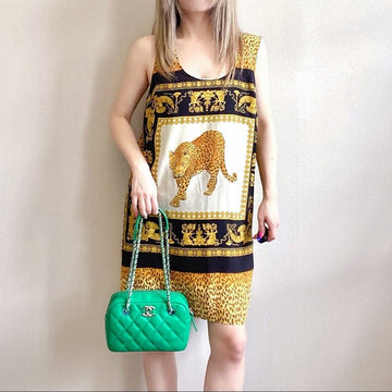 VERSACE 100%silk leopard dress TWS