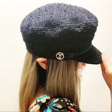 CHANEL black Newsboy's  hat