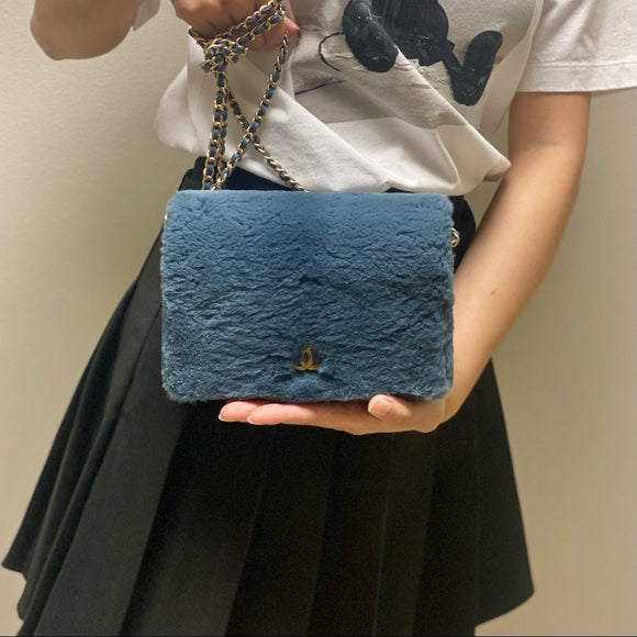 CHANEL fluffy wallet on chain