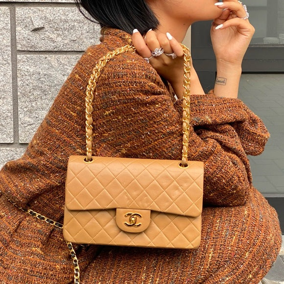 CHANEL  24k gold classic flap small size