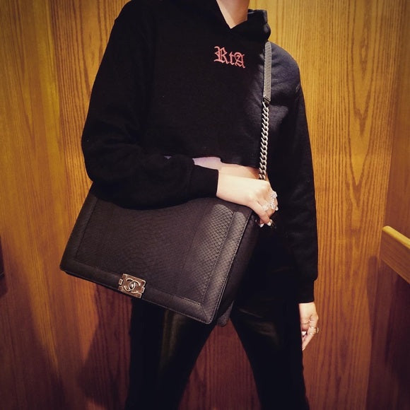 CHANEL le Boy XL snakeskin shoulder bag