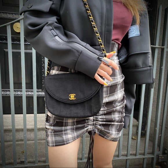 CHANEL  24k gold cloth shoulder bag
