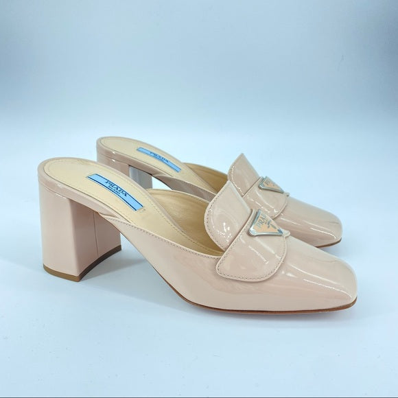 PRADA  leather beige pink mules